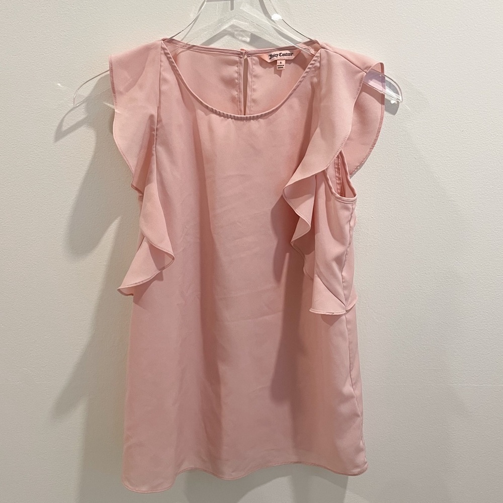 Juicy Couture Pink Flutter Sleeveless Blouse Tank Top